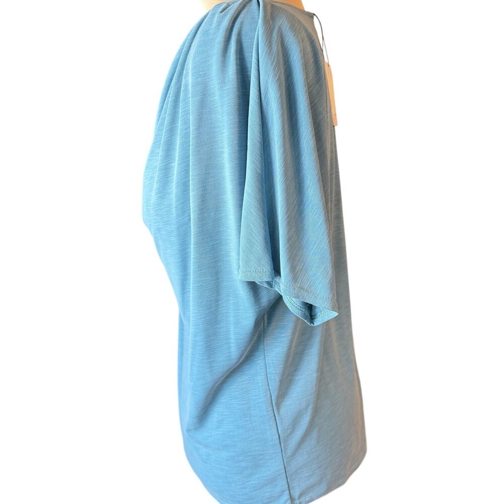 Sky Blue Cowl-Neck Draped Front Top – Effortless Chic NWT - Picture 2 of 4